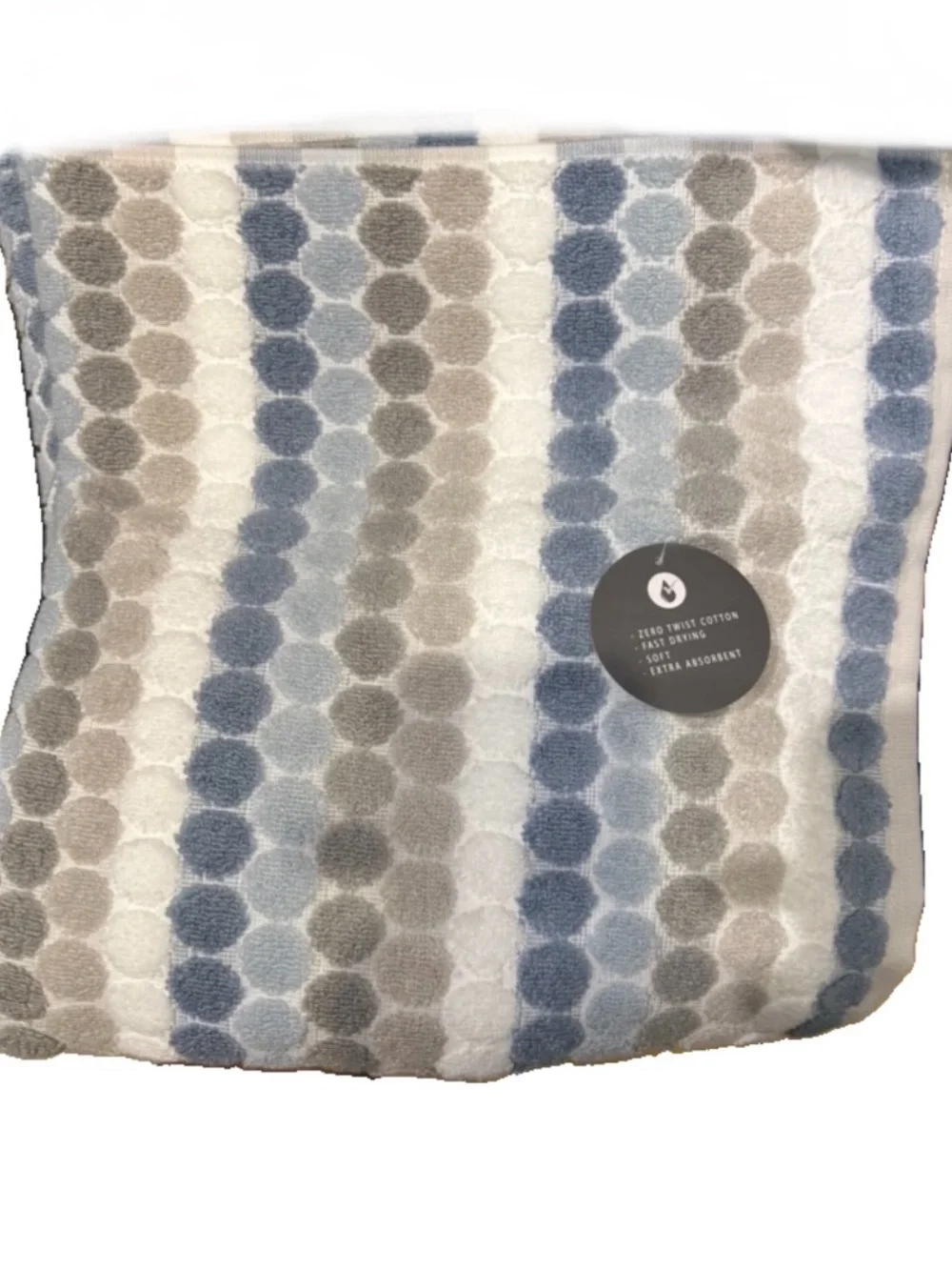 Soho Blue, White and Gray Bath Towels Set of 2 New with Tags